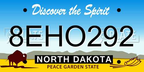 8EHO292 North Dakota License Plate