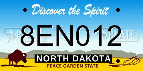 8EN012 North Dakota License Plate