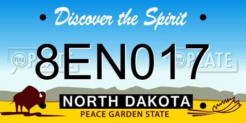 8EN017 North Dakota License Plate