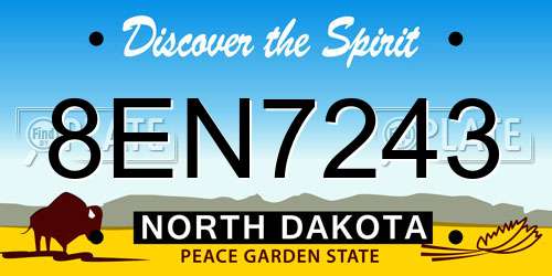 8EN7243 North Dakota License Plate