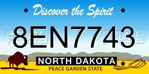 8EN7743 North Dakota License Plate