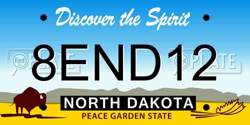 8END12 North Dakota License Plate