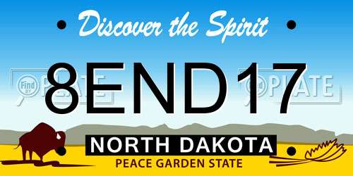 8END17 North Dakota License Plate
