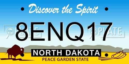 8ENQ17 North Dakota License Plate