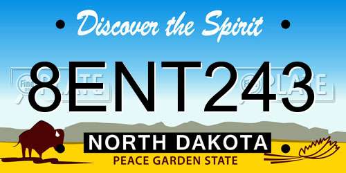 8ENT243 North Dakota License Plate