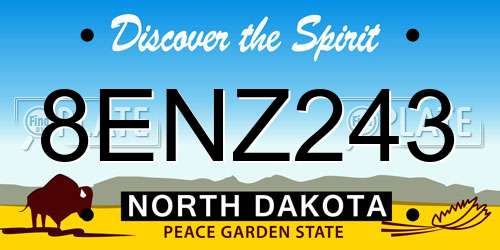 8ENZ243 North Dakota License Plate