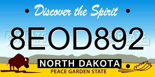 8EOD892 North Dakota License Plate
