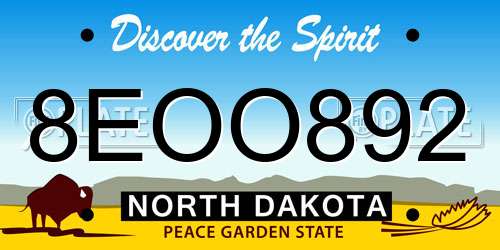 8EOO892 North Dakota License Plate
