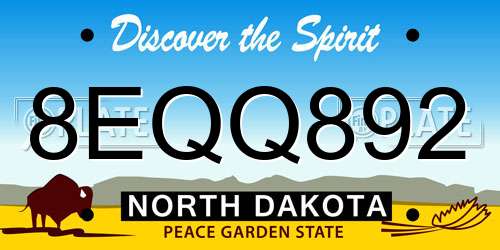 8EQQ892 North Dakota License Plate