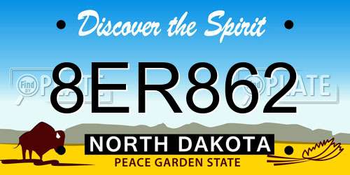 8ER862 North Dakota License Plate