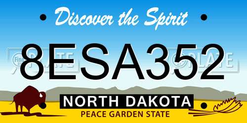 8ESA352 North Dakota License Plate