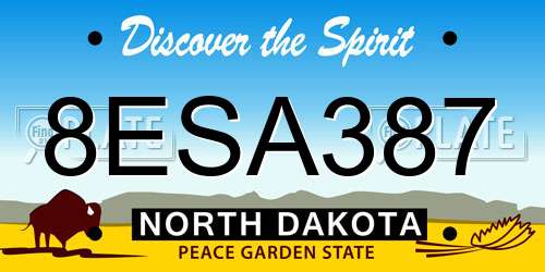 8ESA387 North Dakota License Plate