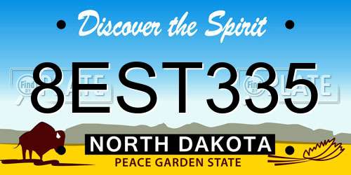 8EST335 North Dakota License Plate