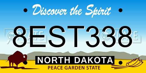 8EST338 North Dakota License Plate