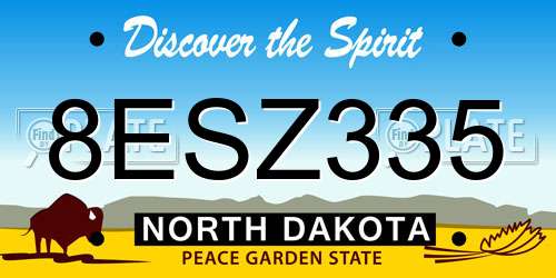 8ESZ335 North Dakota License Plate