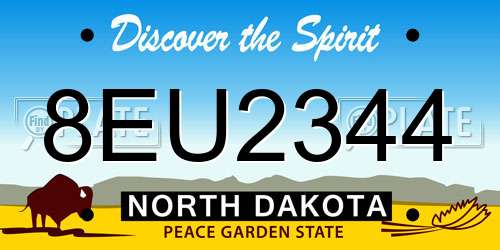 8EU2344 North Dakota License Plate