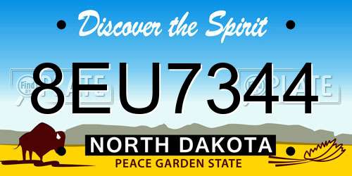 8EU7344 North Dakota License Plate