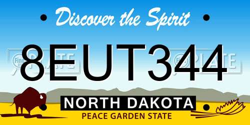8EUT344 North Dakota License Plate
