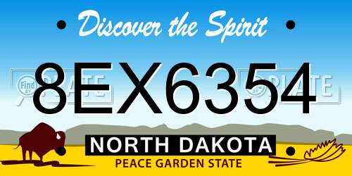8EX6354 North Dakota License Plate
