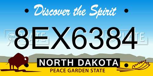 8EX6384 North Dakota License Plate