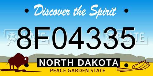 8F04335 North Dakota License Plate