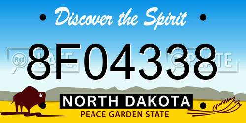 8F04338 North Dakota License Plate