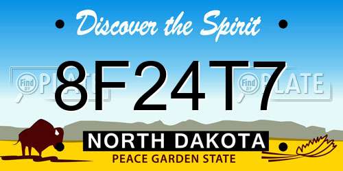 8F24T7 North Dakota License Plate