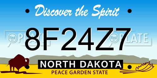 8F24Z7 North Dakota License Plate