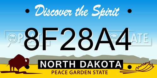 8F28A4 North Dakota License Plate