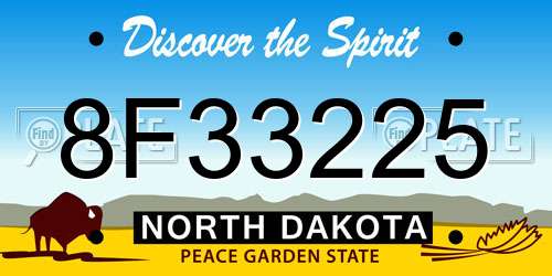 8F33225 North Dakota License Plate