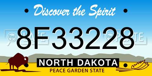 8F33228 North Dakota License Plate