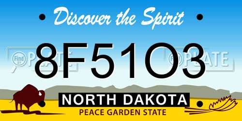 8F51O3 North Dakota License Plate