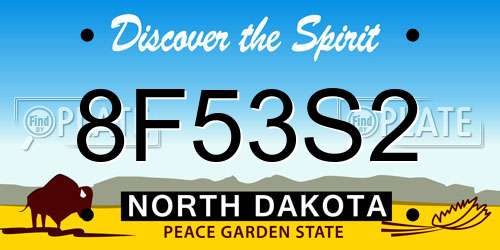8F53S2 North Dakota License Plate