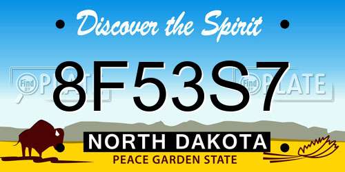 8F53S7 North Dakota License Plate