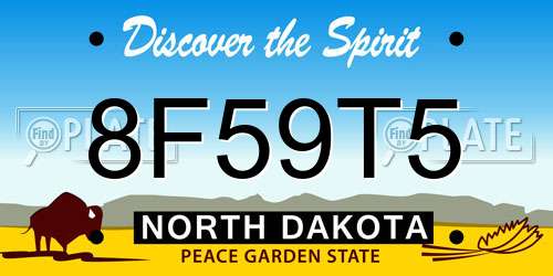 8F59T5 North Dakota License Plate