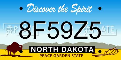 8F59Z5 North Dakota License Plate