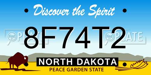 8F74T2 North Dakota License Plate