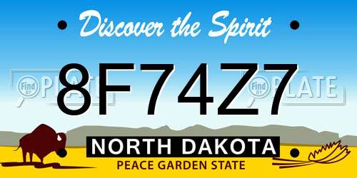 8F74Z7 North Dakota License Plate