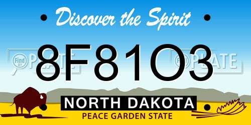 8F81O3 North Dakota License Plate