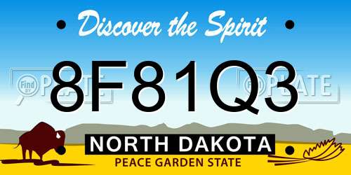 8F81Q3 North Dakota License Plate