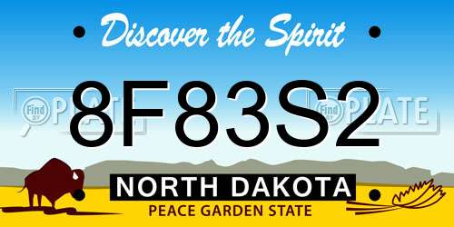 8F83S2 North Dakota License Plate