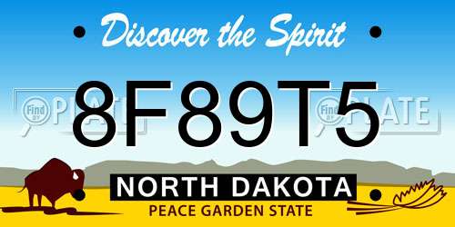 8F89T5 North Dakota License Plate