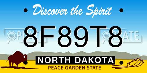 8F89T8 North Dakota License Plate