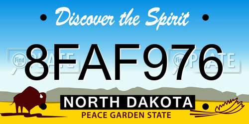 8FAF976 North Dakota License Plate