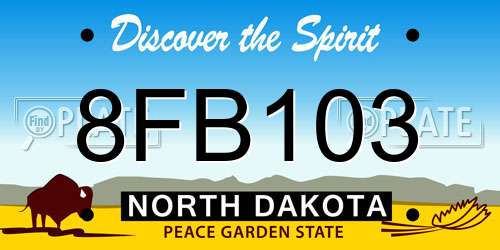 8FB103 North Dakota License Plate