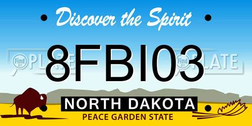 8FBI03 North Dakota License Plate