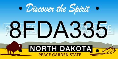 8FDA335 North Dakota License Plate