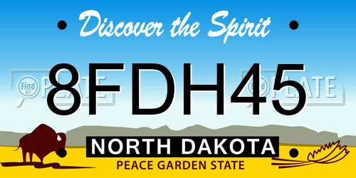 8FDH45 North Dakota License Plate