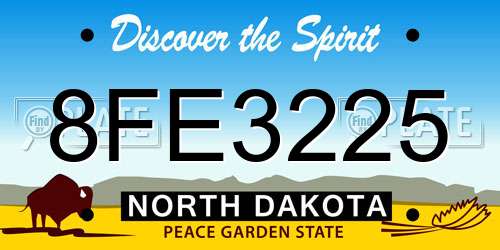 8FE3225 North Dakota License Plate