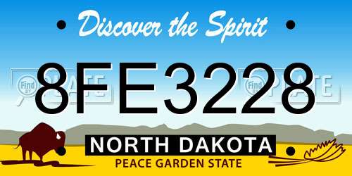 8FE3228 North Dakota License Plate